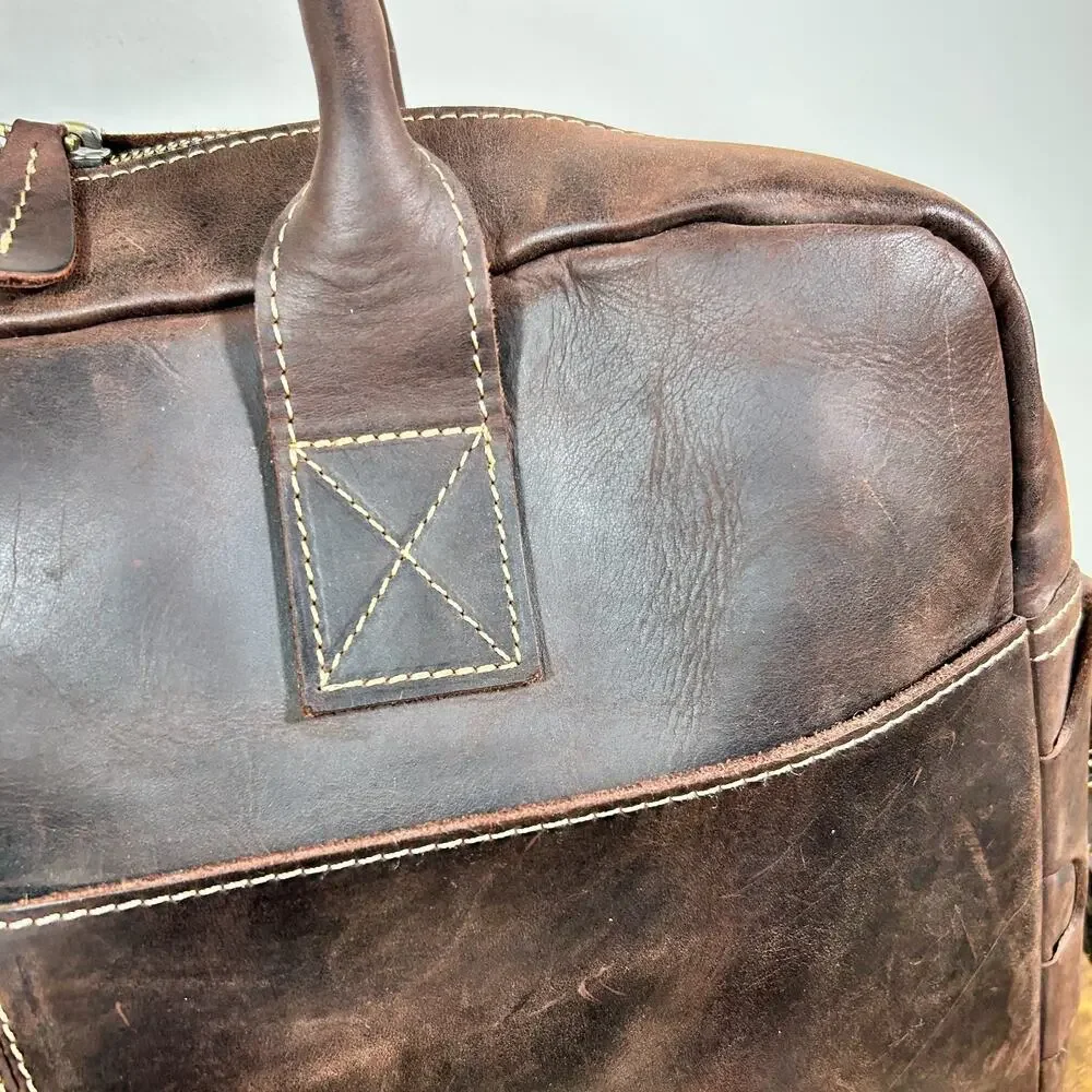 Leather Laptop Briefcase Bag Shoulder Strap Travel Storage Organizer